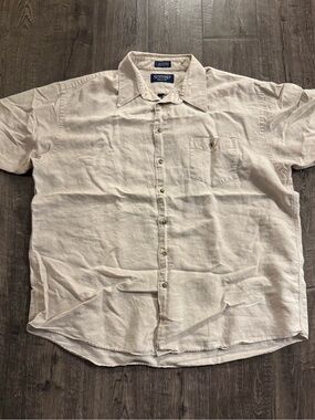 Stafford Relaxed Fit Men’s Beige Solid Linen Cotton Woven SS 2-Pocket 18